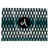 Aquamarin Diamond Ombre Monogram Große Geschenktüte (Rückseite)