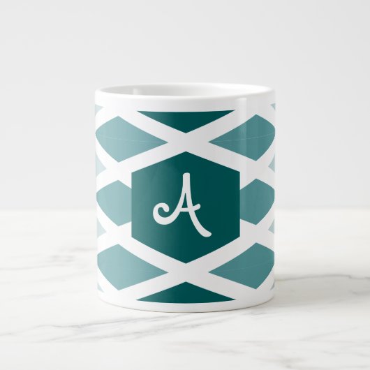 Aquamarin Diamond Ombre Monogram Jumbo-Tasse (Vorderseite)
