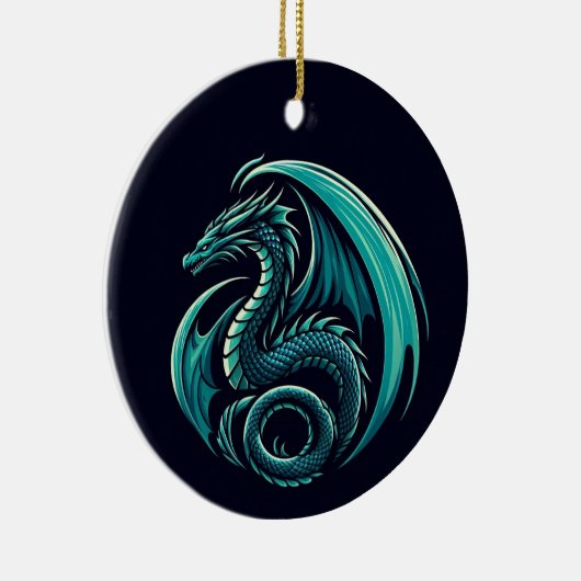 Aquamarin Dragon zu Keramik Ornament (Rechts)