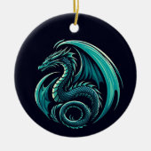 Aquamarin Dragon zu Keramik Ornament (Vorne)
