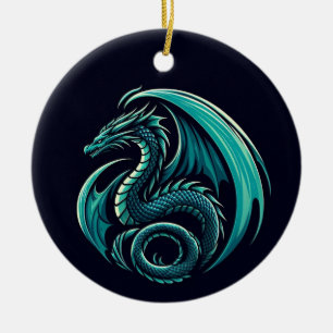 Aquamarin Dragon zu Keramik Ornament