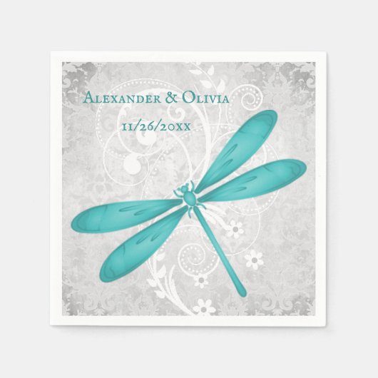 Aquamarin Dragonfly Brautparty Napkin Serviette (Vorderseite)