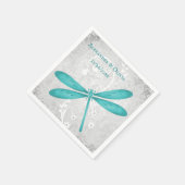 Aquamarin Dragonfly Brautparty Napkin Serviette (Ecke)