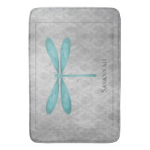 Aquamarin Dragonfly Damask Badematte (Vorderseite Vertikal)