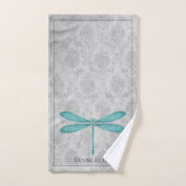 Aquamarin Dragonfly Damask Badhandtuch Set (Handtuch)