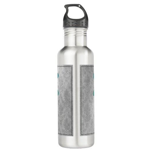 Aquamarin Dragonfly Damask Edelstahlflasche (Rückseite)