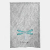 Aquamarin Dragonfly Damask Geschirrtuch (Vertikal)