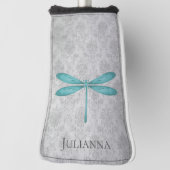 Aquamarin Dragonfly Damask Golf Headcover (Rotieren 90)