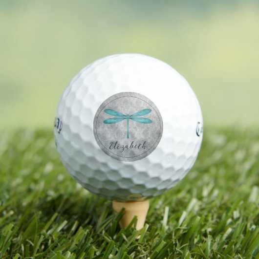 Aquamarin Dragonfly Damask Golfball (Insitu T-Shirt)
