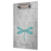 Aquamarin Dragonfly Damask Klemmbrett (Links)