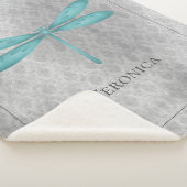 Aquamarin Dragonfly Damask Personalisiert Sherpadecke (3/4)