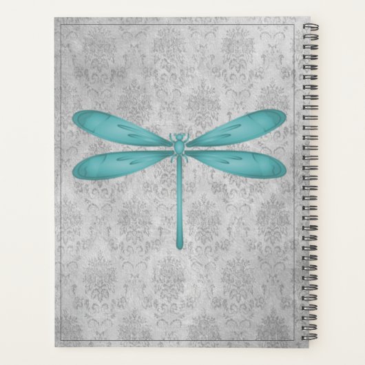 Aquamarin Dragonfly Damask Planer (Rückseite)