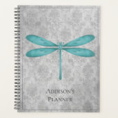 Aquamarin Dragonfly Damask Planer (Vorderseite)