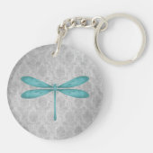 Aquamarin Dragonfly Damask Schlüsselanhänger (Rückseite)