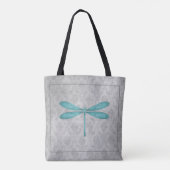 Aquamarin Dragonfly Damask Tasche (Rückseite)