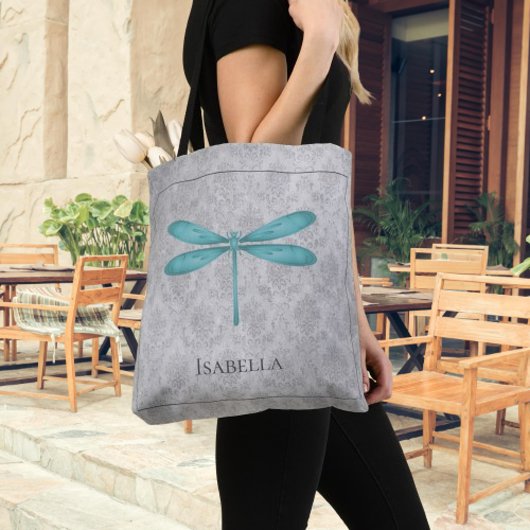 Aquamarin Dragonfly Damask Tasche