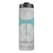 Aquamarin Dragonfly Damask Thermosbecher (Vorderseite)
