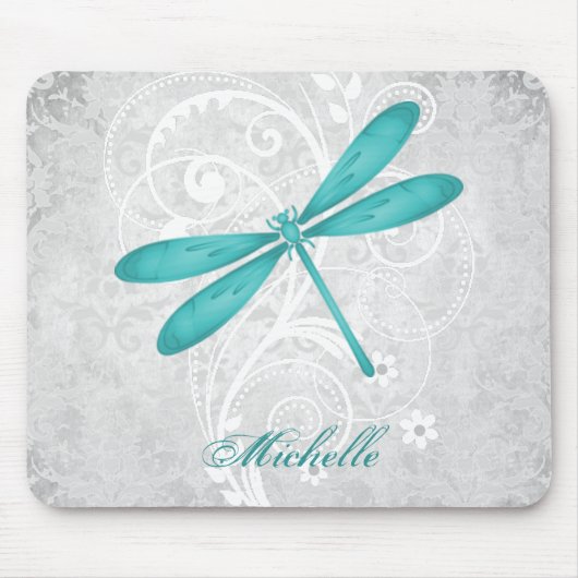 Aquamarin Dragonfly Personalisiert Mousepad (Vorne)