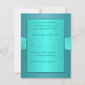 AQUAMARIN DRUCKER RIBBON, Antwortkarte Aqua Floral RSVP Karte (Rückseite)