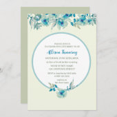 Aquamarin Dusty Blue Rose Wasserfarbe Brautparty Einladung (Vorne/Hinten)