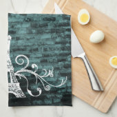 Aquamarin Eiffelhandtuch Grunge Küchentuch (Viertel Falte)