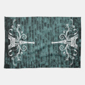 Aquamarin Eiffelhandtuch Grunge Küchentuch (Horizontal)