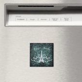 Aquamarin Eiffelturm Grunge Magnet (In Situ (Geschirrspüler))