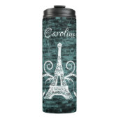 Aquamarin Eiffelturm Grunge Thermal Tumbler Thermosbecher (Vorderseite)