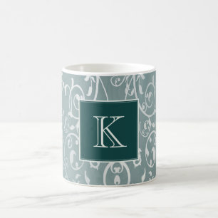 Aquamarin Elegant Blühe Monogramm-Tasse Kaffeetasse