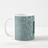 Aquamarin Elegant Blühe Monogramm-Tasse Kaffeetasse (Links)