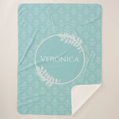 Aquamarin Elegant Damask Personalisiert Sherpa Bla Sherpadecke (Vorderseite)