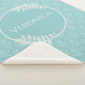 Aquamarin Elegant Damask Personalisiert Sherpa Bla Sherpadecke (3/4)