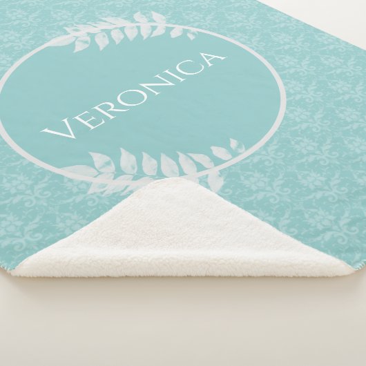 Aquamarin Elegant Damask Personalisiert Sherpa Bla Sherpadecke (3/4)