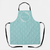 Aquamarin Elegante Damask Personalisierte Schürze (Vorderseite)