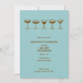 Aquamarin Espresso Martini Bachelorette mit QR-Cod Einladung (Vorderseite)