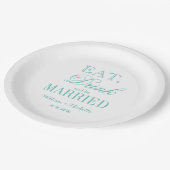 Aquamarin essen Drink und verheirateten Papier Hoc Pappteller (Schrägansicht)