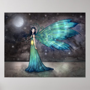 Aquamarin-Eve-Celestial-Gothic-Fee-artprint Poster