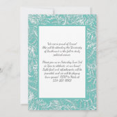 Aquamarin Ferns Vintages Foto Abschluss Ankündigun Einladung (Rückseite)