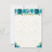 Aquamarin Floral Brown Hair Princess 16 . Geburtst RSVP Karte (Rückseite)