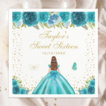 Aquamarin Floral Brown Hair Princess 16 . Geburtst