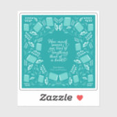 Aquamarin Floral Jane Austen Buchangebot Aufkleber (Blatt)