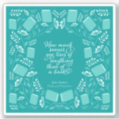 Aquamarin Floral Jane Austen Buchangebot Aufkleber (Vorderseite)