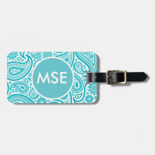 Aquamarin Floral Paisley Monogram Muster Gepäckanhänger