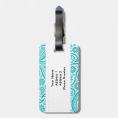Aquamarin Floral Paisley Monogram Muster Gepäckanhänger (Rückseite vertikal)