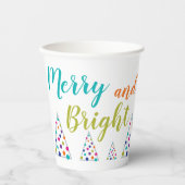 Aquamarin frohe und helle Weihnachten Pappbecher (Vorderseite)