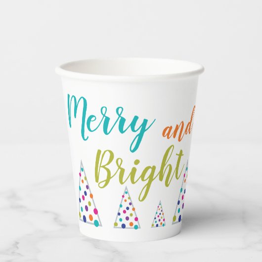 Aquamarin frohe und helle Weihnachten Pappbecher (Vorderseite)