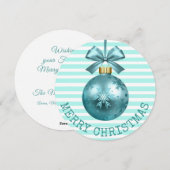 Aquamarin Frohe Weihnachten Personalisierte Karte (Vorne/Hinten)