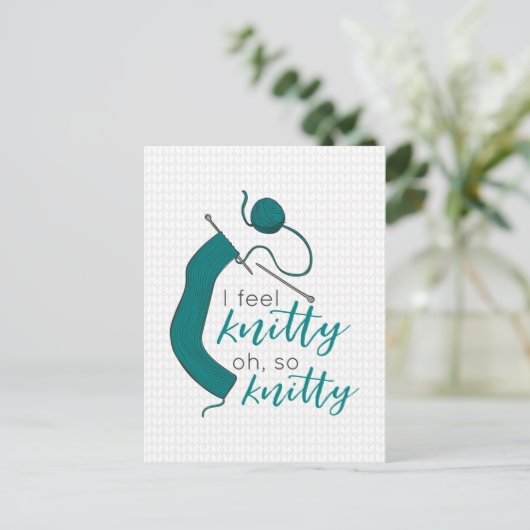 Aquamarin fühle ich mich Knitty Postcard Postkarte (Stehend Vorderseite)