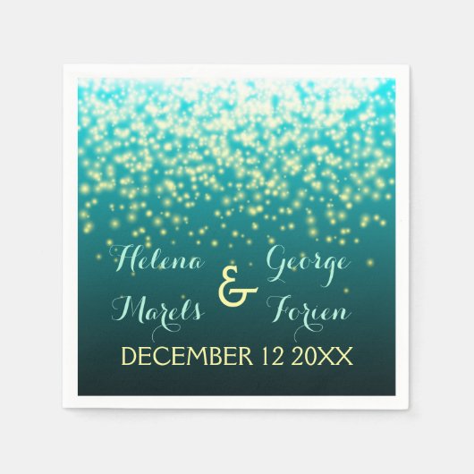 Aquamarin funkelnde Lichter am Himmel, Wasserheira Serviette (Vorderseite)