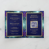 Aquamarin Galaxy Blue Mandala QR Code Indian Weddi Einladung (Innenseite)